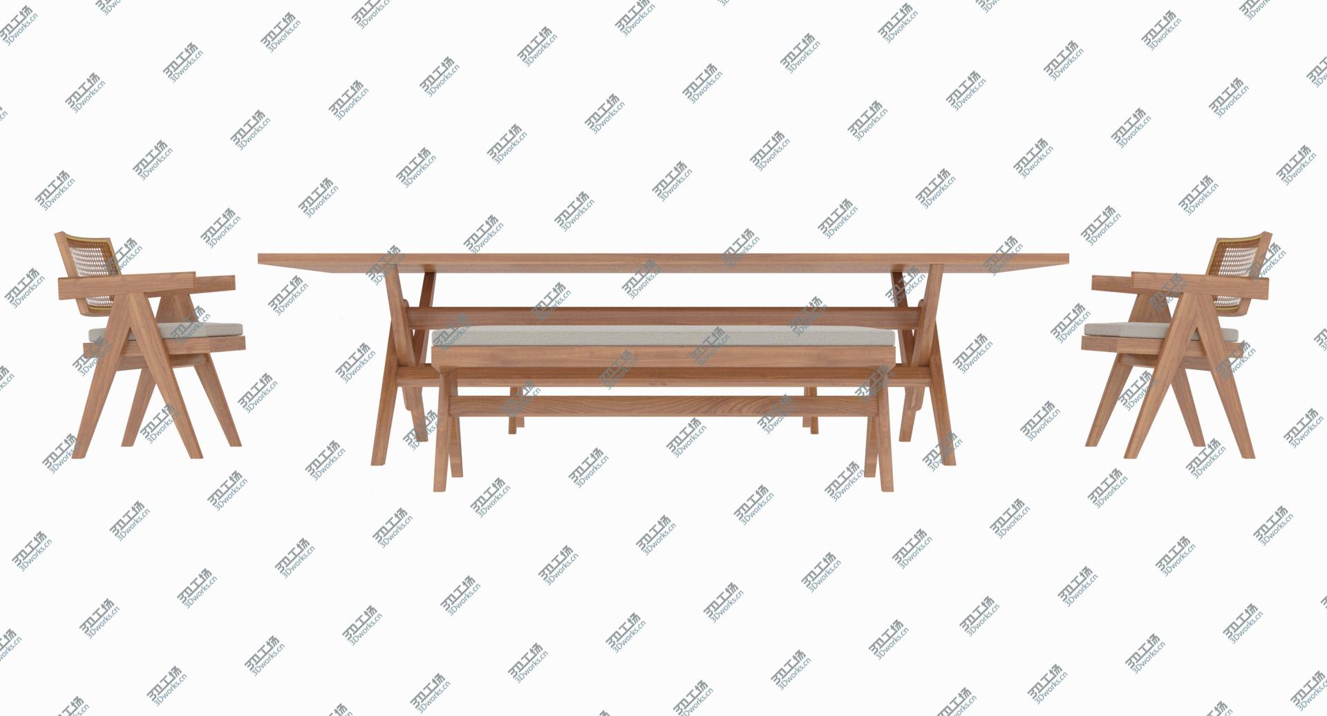 images/goods_img/202105073/3D Cassina Jeanneret Capitol Complex Table with Office Chair and Wooden Civil Bench with Cushions Set model/4.jpg